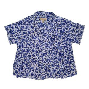 Philosophy women's blue and white floral print short-sleeved shirt size S. NWT